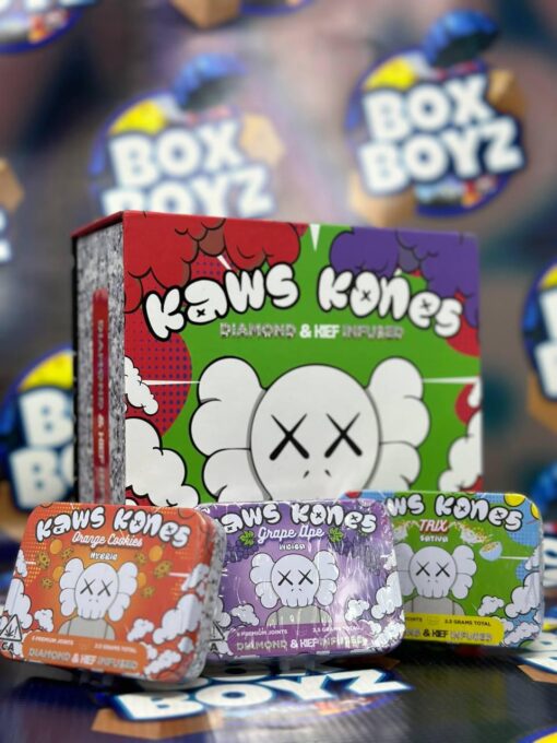 Kaws Kones Experience the epitome of cannabis luxury with Kaws Kones Diamond. Our prerolls, infused with premium kief and crafted from top-shelf flower